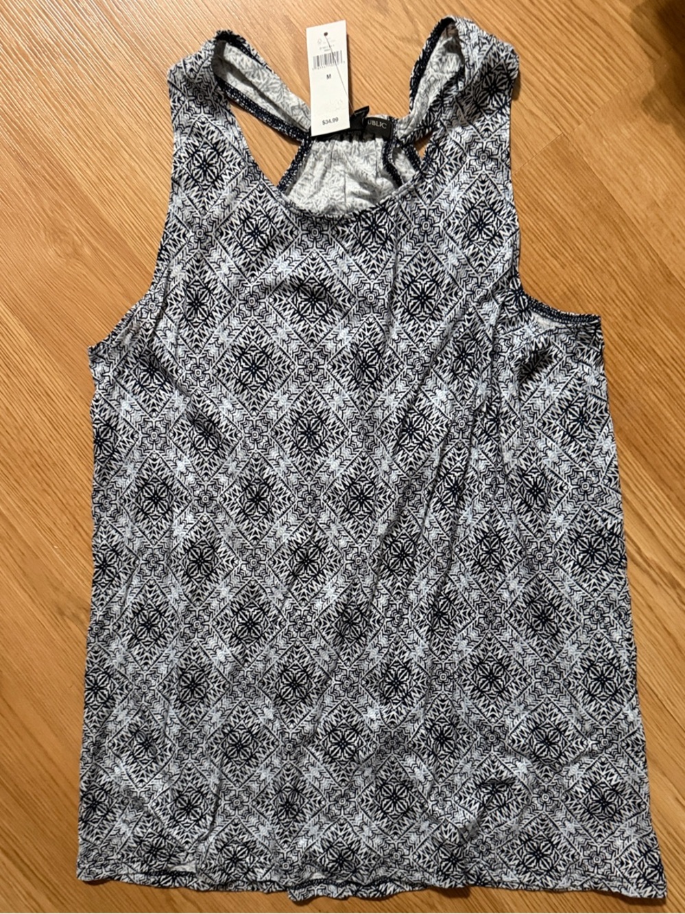 NWT Banana Republic Navy & White Printed Racerback Tank